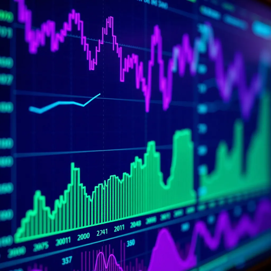 A close-up of a digital screen showing complex financial dat